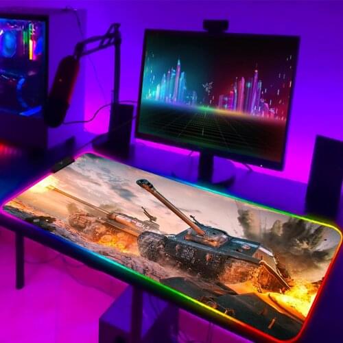 World Of Tanks LED Mausepad Anime Cartoon RGB Gaming Mouse Pad XXL Large Glowing Desk Mat Keyboard Pad Mat With LED CSGO