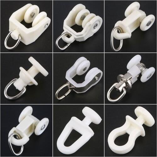 Alloy Plastic Curtain wheel rail Straight Curved track Rollers hanging curtains Hook ring Slider decorative Hardware accessories