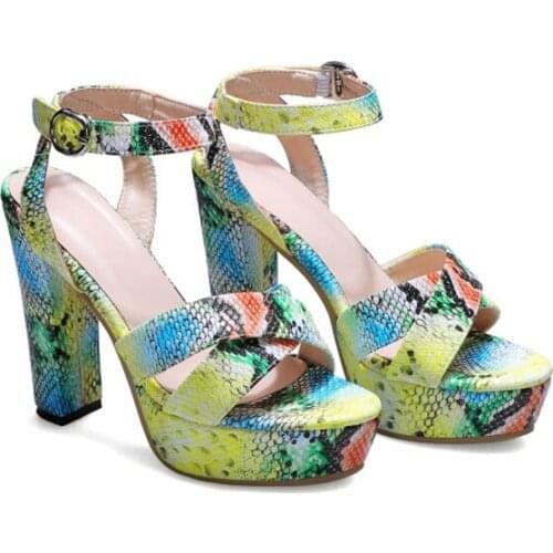 Hot Sales Ankle Strap with Buckle Peep Toe Fish Mouth Stiletto High Heels Summer Sandals Chunky Heels for Women Platform Shoes