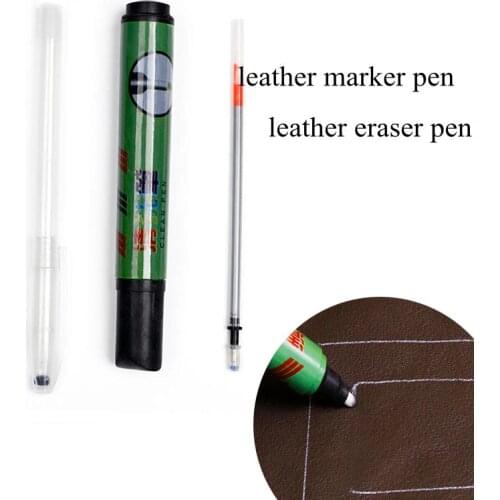 Leather marker pen and eraser pen Refillable Pen Set for Leathercraft Embroidery Fabric Marker Silver Refill Pen Leather Marking