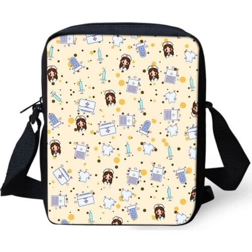 Cute Cartoon Bear Nurse Doctor Print Purse Small Crossbody Shoulder Bag For Women Messenger Bags Girls Customized Logo Handbag