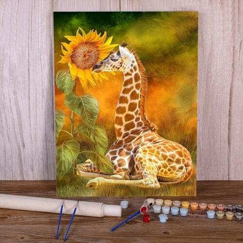 Animal Giraffe DIY Paint By Numbers Package Oil Paints 50*70 Paiting By Numbers Decorative Paintings Crafts For Handicraft