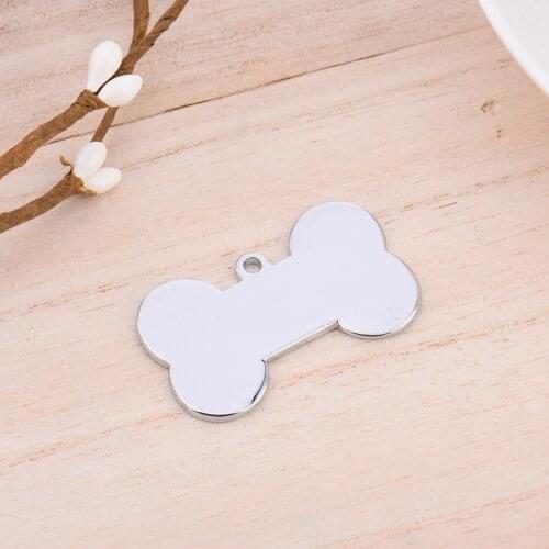 New Hot Pet Dog Id Name Card Tag Product Engraved Stainless Steel Bone Shaped Pet Dog ID Name Tag Pet Dog Pendant For Dogs Puppy