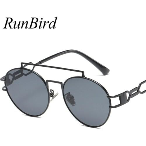 New Fashion Steampunk Sunglasses Men Women Round Metal Frame Black Sun Glasses HD Clear Lenses Retro Steam Punk Sunglass 1280R