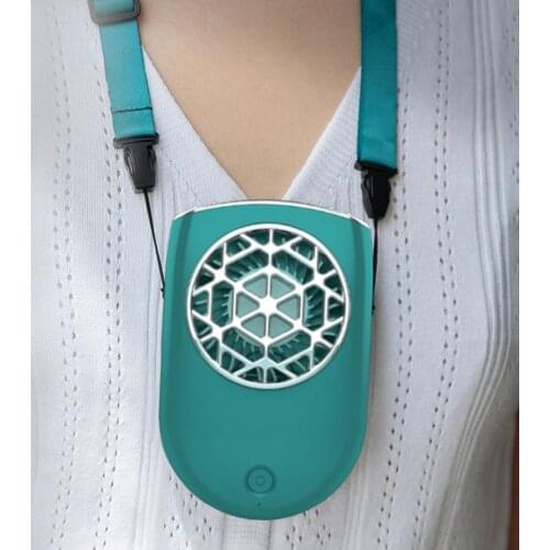 Mini Hanging Neck Fan Portable USB Rechargeable 3 Gears Cooling Fans Hands Free Fans Adjustable Lanyard Fan Outdoor