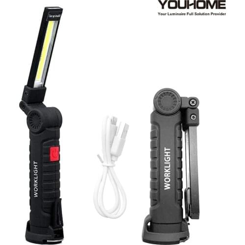 Handheld LED Work Light USB rechargeable COB+LED Flashlight 5Modes waterproof Folding Hooking for Car Emergency Outdoor camping