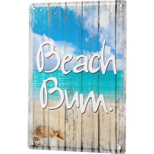 SINCE 2004 Retro Tin Sign Metal Plate Decorative Sign Home Decor Plaques Wall Decor Plate Beach Bum Metal Wall Plate 8X12