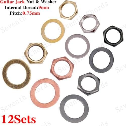 12 Sets 9mm Electric Bass Guitar Nut Washer For Input Output Jack - M9 Bass Guitar Socket Nut Gasket