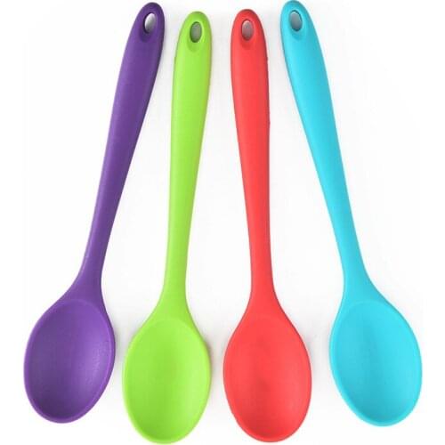 Silicone spoon small salad stirring spoon baby eating spoon baking food grade tableware spoon rice ladle creative kitchen