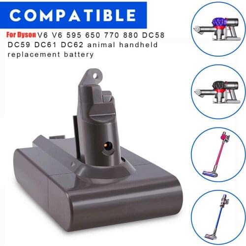 V6 21.6V 6000mAh Replacement Battery for Dyson Li-ion Vacuum Cleaner SV09 SV07 SV03 DC58 DC61 DC62 DC74 965874-02 Animal Battery
