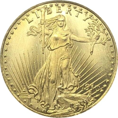 United States Liberty 1910 Twenty 20 Dollars Saint Gaudens Double Eagle With Motto In God We Trust Gold Copy Coin