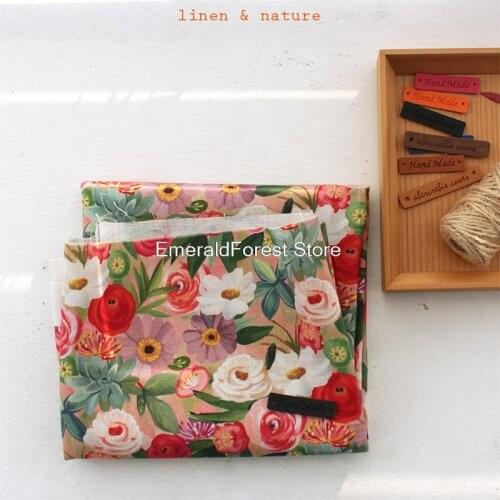 Cotton and linen digital printing fabric Handmade DIY gold bag clothing dress fabric 90cmx150cm