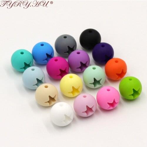 TYRY.HU 10pc Silicone Beads Hollow Design 15mm Nursing Silicone Food Grade Bead Teething Toys For DIY Silicone Crafts #BDT013T
