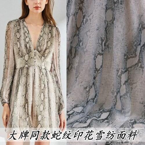 New spring and summer light and thin chiffon fabric snake print clothing fabric dress shirt fabric boutique womens fabric