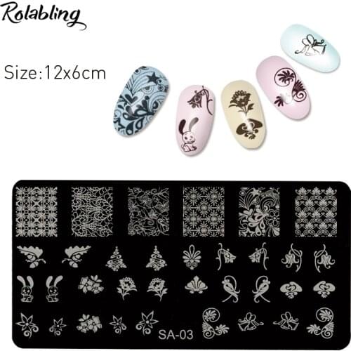 New Arrival 1PC SA Series Stamping Plates For Nail Art DIY Stencil Design Stamping Template Stainless Steel Manicure Tools