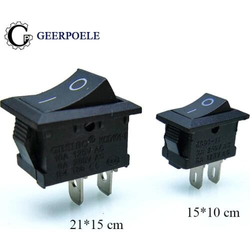 10 pcs/lot KCD1 2 Pin 250V 3A Boat Switch 21*15 15*10 Snap-in SPST ON OFF Rocker Position Switch