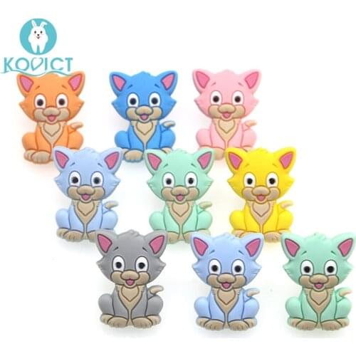 Kovict 10pc/lot Mini Cat Silicone Beads Baby Dummy Cartoon Pacifier Toy Accessories