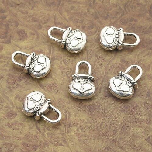 12pcs Tibetan Silver heart lock charm pendants X0062