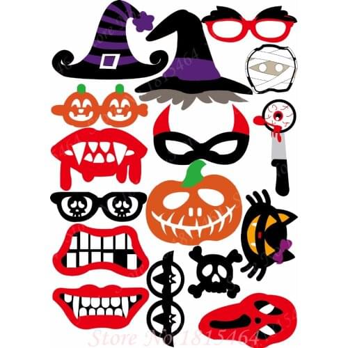 16pcs/set Halloween party props paper pumpkin hat glasses shooting props paper masquerade photo props supplies