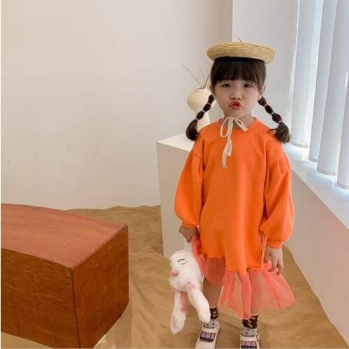 2021 New Style Girls Patchwork Dress Fashion Spring Cotton Full sleeve Girls Dresses 2-8 Years QI230