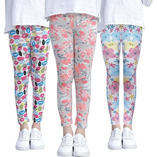 3pcs Kids Girls Flower Leggings Princess Tights Summer Children Skinny Pants for Toddler Cotton Casual Trousers Colorful Bottoms