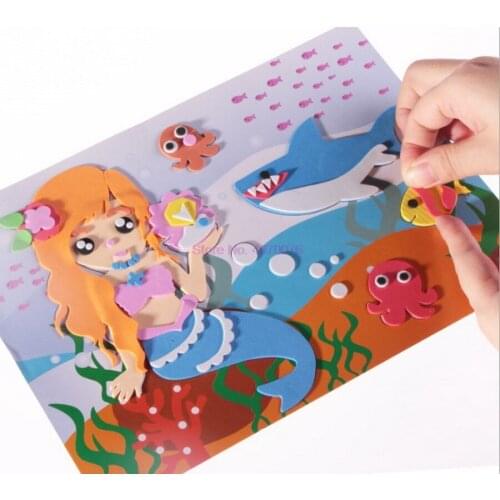DHL 500pcs 3D EVA Foam Sticker Puzzle Game DIY Cartoon Animal Learning Education Toys Kids Multi-patterns Styles Random Send