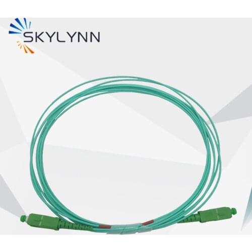 SKYLYNN 50 Pcs Telecom Standard SC/APC-SC/APC SM G657A2 SX Core 1.6mm Diameter 4.5 Meter Blue Aqua Patch Cord With Red Tube