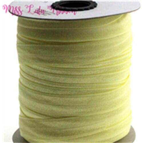 50yards 5/8"16mm Color Baby Maize fold over elastic ribbon solid matt webbing handmade hair bows headband gift wrap decorations