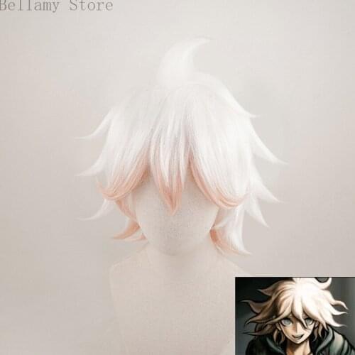 Anime Danganronpa Komaeda Nagito Cosplay hairwear short White Wig+Wig Cap