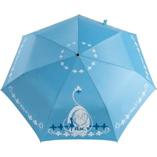 Anime Re:Zero kara Hajimeru Isekai Seikatsu Rem & Ram Portable Rain Umbrellas Safety Reflective Light Pencil Umbrella Paraguas