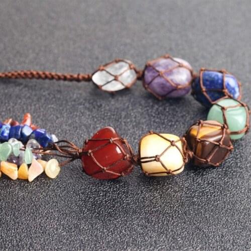 Car Ornament Pendant Colorful Chakra Stone Car Hanging Pendant Birthday Gift Auto Decoration Accessories