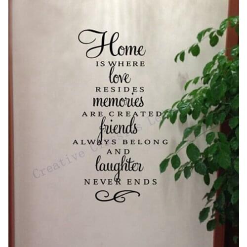 Free shipping wall quote stickers home decor - Home is where love resides...Modern wall art vinyl decal stickers
