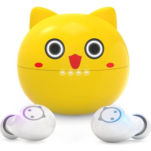 Kids Wireless Bluetooth Earphone In-Ear Buds CVC8.0 Noise Cancelling Earbuds Hi-Fi 20 Hours Play Cute Chick For Christmas Gift