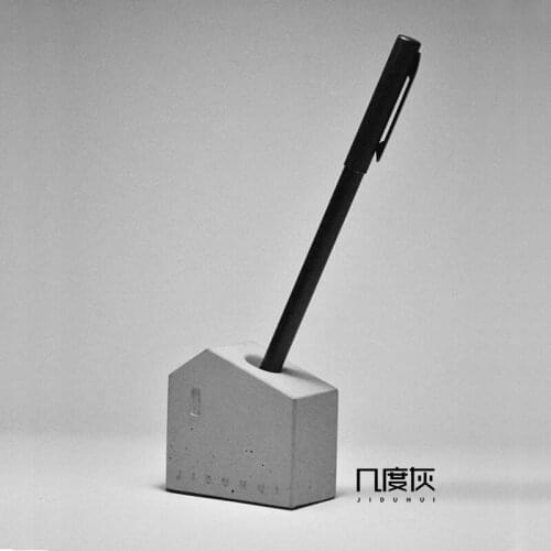 Cement small house shaped concrete pen holder desktop office stationery, original creative gifts