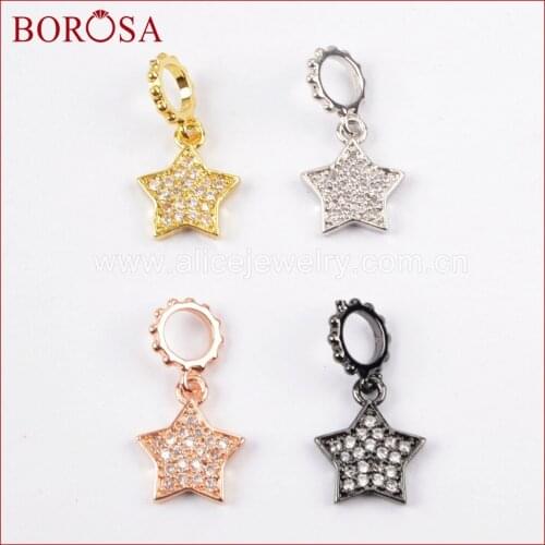 BOROSA Handcrafted 20PCS CZ Micro Pave Crystal Tiny Star Pendant Jewelry,Mix Color Sparkling CZ Drusy Necklace Pendant WX776