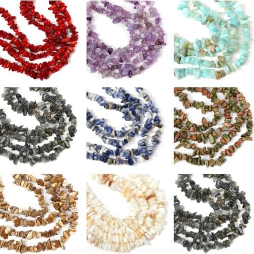 MINHIN Natural Multicolor Gem Stone Beads Irregular Unakite Gravel Chip Gem Stone Spacer Beads for Jewelry DIY