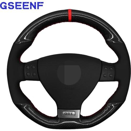 Car Steering Wheel Cover Suede Carbon Fiber Black Soft For Volkswagen Golf 5 Mk5 GTI VW Golf 5 R32 Passat R GT 2005