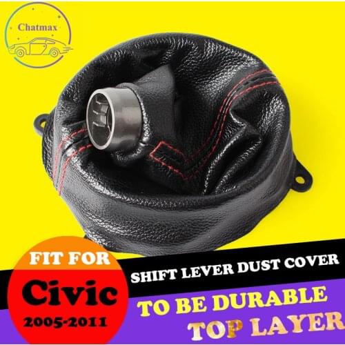 Black Top Layer Leather Dust Cover for Honda Civic 2005-2011 Auto Car Gear Shift Lever Gaiter Handle Dust Cover Handle Ball