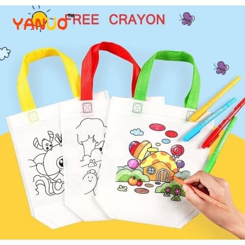 Doodle Marker Baby DIY Painted Handbag Coloring Childrens Kit School Bag Painting Toy Art and Handicrafts Painting for Kids