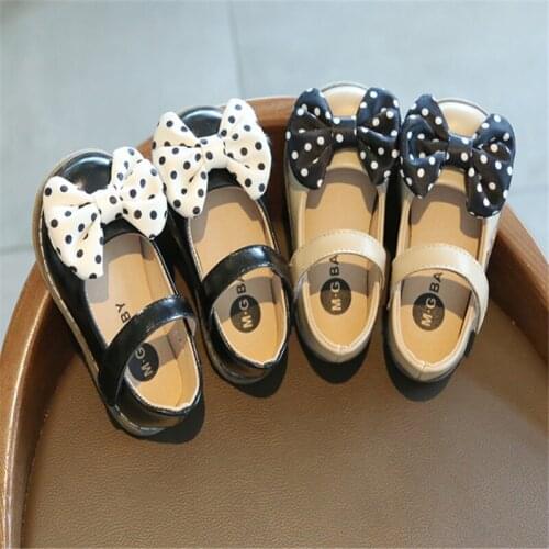 Childrens college girl princess shoes 2021 low top autumn Princess bow solid black patent leather childrens shoes