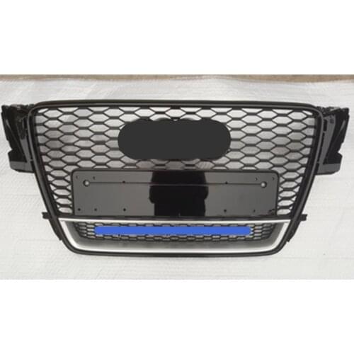 For RS5 Style Front Sport Hex Mesh Honeycomb Hood Grill Gloss Black for Audi A5/S5 B8 2008 2009 2010 2011 For Quattro Style