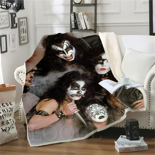 Double Layer Blankets KISS Rock Band 3D Throw Blankets for Beds Home Decoration Outdoor Travel Airplane Car Nap Adult Quilt