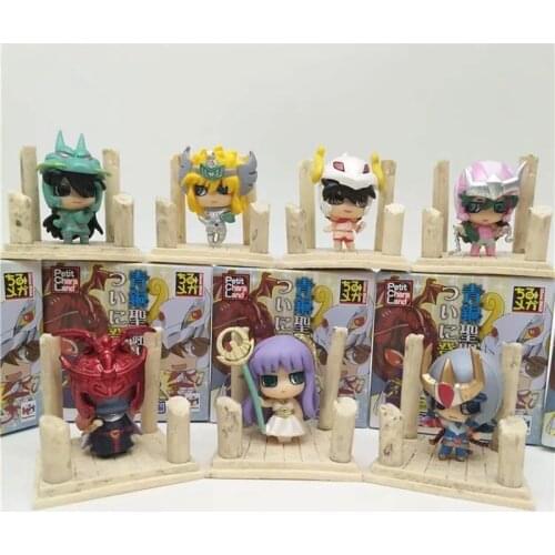 Bandai Saint Seiya Action Figure 7PCS Golden Zodiac Chapter Pope Chapter Egg Box Mosquito Repellent Eyes Q Version Model Toy