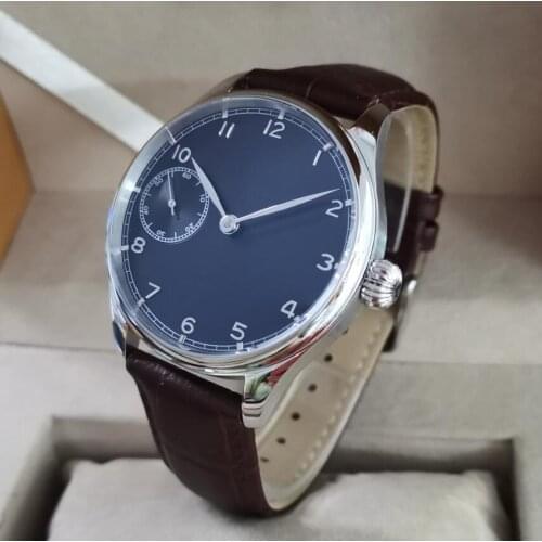 GEERVO no LOGO Contracted style 41mm Stainless steel watch Mechanical Hand Wind Mens watch black dial ST3600 movement