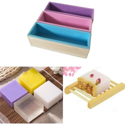 Flexible Rectangle Silicone Soap DIY Mold Wooden Box DIY Soap Making 42Oz