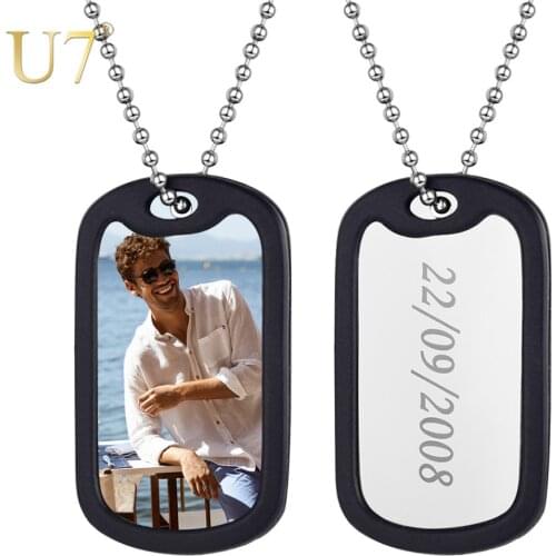 U7 Customized Military Army Dog ID Tag Stainless Steel Personalized Name Photo Necklace for Men & Women Gift Free Engraved P1244