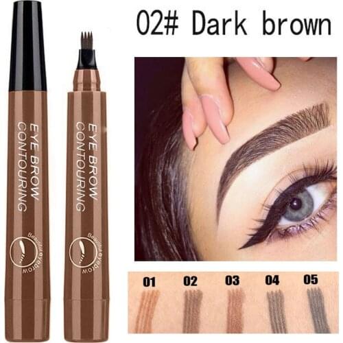 5Colors Waterproof 4 Fork Tip Eyebrow Tattoo Pencil Long Lasting Brown Liquid Eyebrow Pen Eye Cosmetic Women Beauty Makeup TSLM1