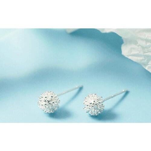 KOFSAC Cute 925 Sterling Silver Stud Earrings For Girl Gifts Jewelry Fashion Unique Dandelion Ball Earring Women Accessories Hot