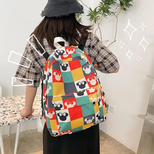 Disney Minnie Mickey Cute Boy and Girl Cartoon Cartoon Canvas Backpack for Elementary School Students