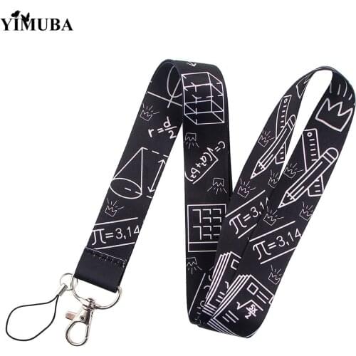 Fashion Advanced Mathematical Formula Lanyards Keychain Math Lovers Gift Student Name Badge Holder Key Chain Webbing Neck Straps